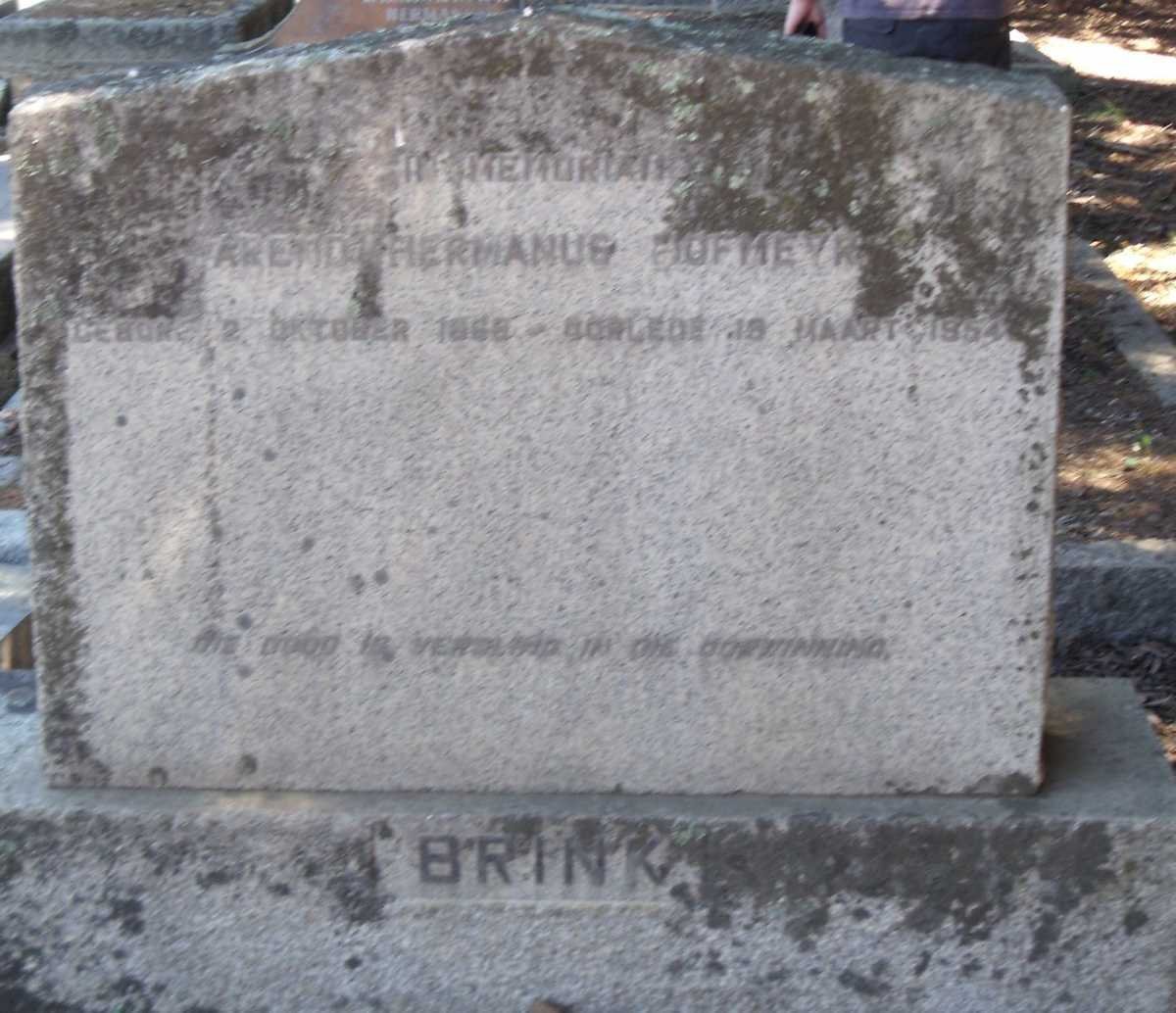 BRINK Arend Hermanus Hofmeyr 1868-1954