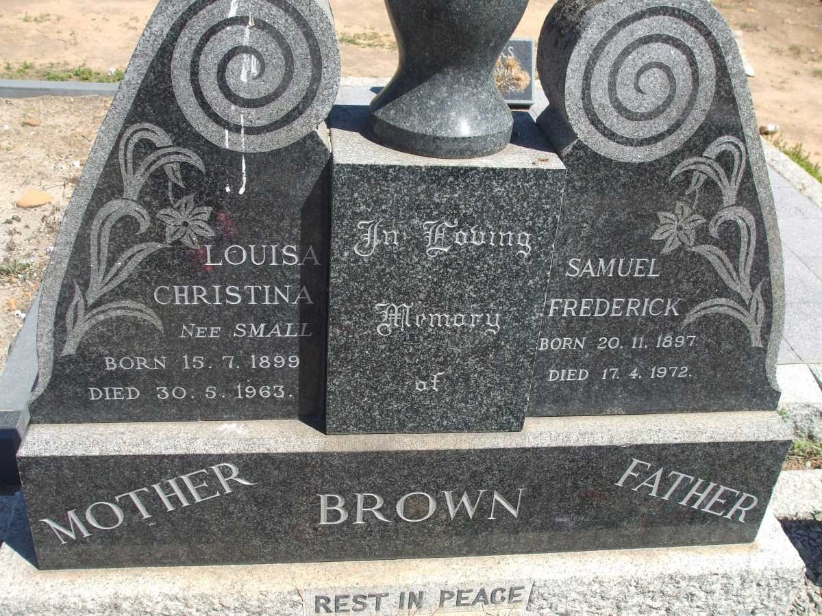 BROWN Samuel Frederick 1897-1972 &amp; Louisa Christina SMALL 1899-1963