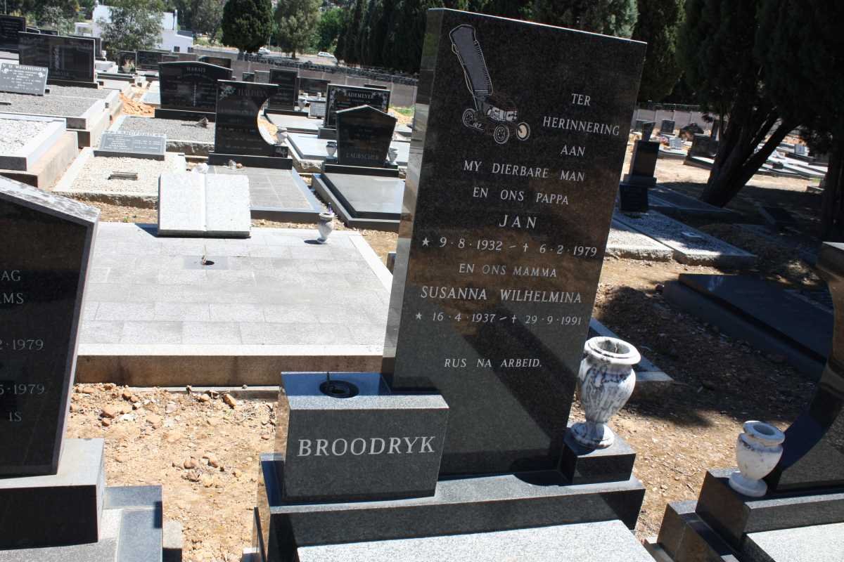 BROODRYK Jan 1932-1979 &amp; Susanna Wilhelmina 1937-1991