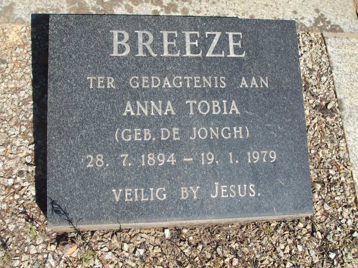 BREEZE Anna Tobia nee DE JONGH 1894-1979