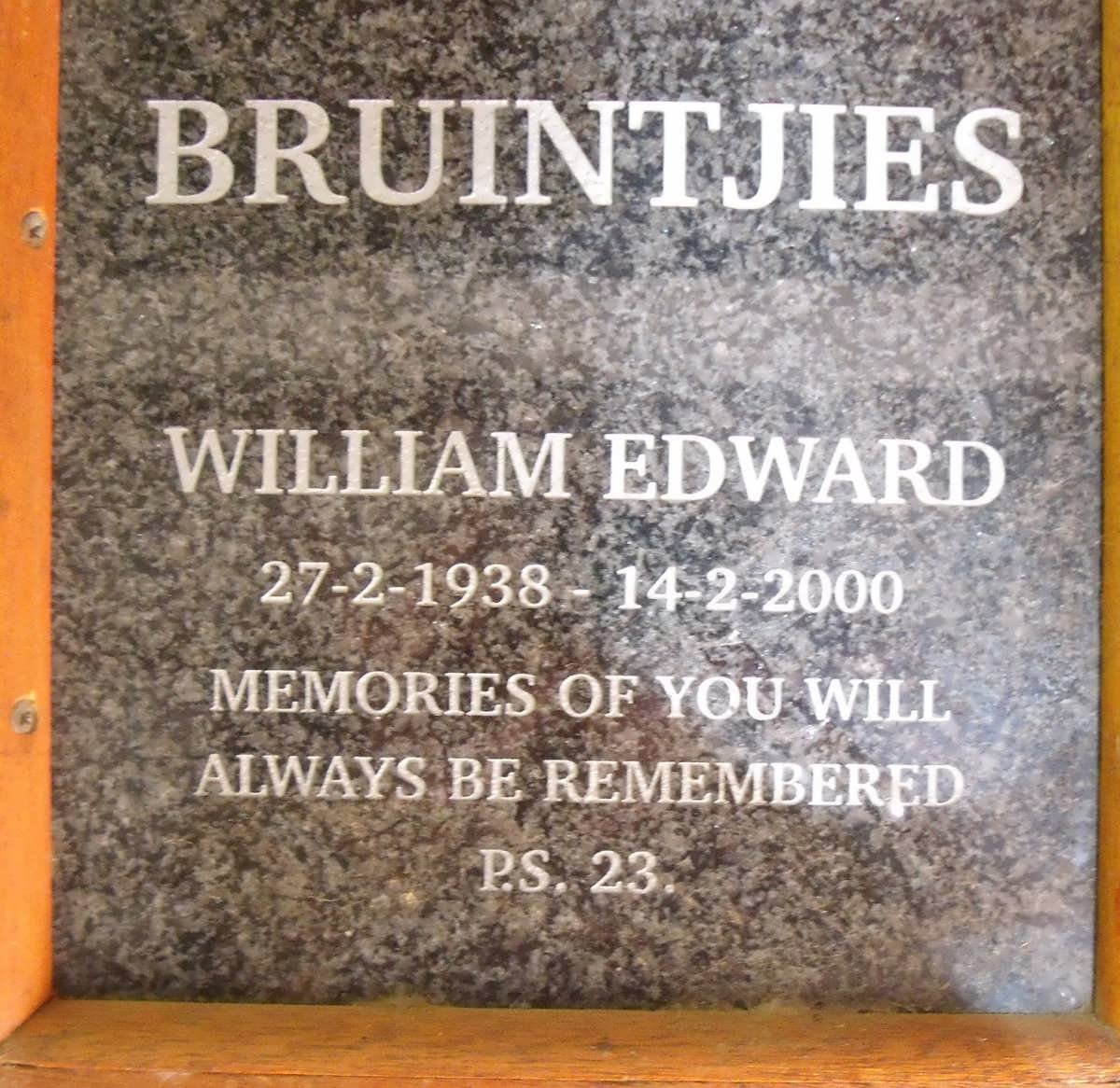 BRUINTJIES William Edward 1938-2000