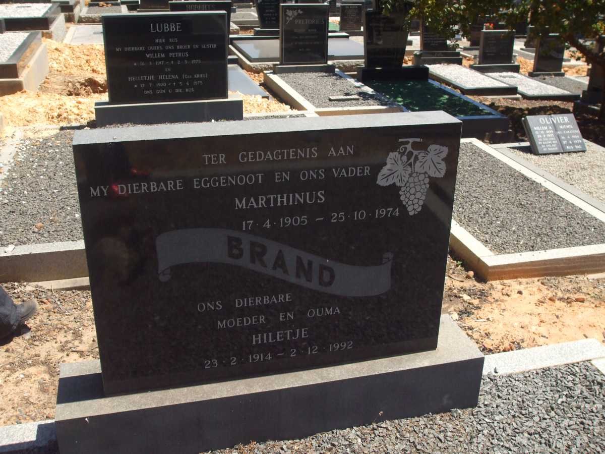 BRAND Marthinus 1905-1974 &amp; Hiletje 1914-1992
