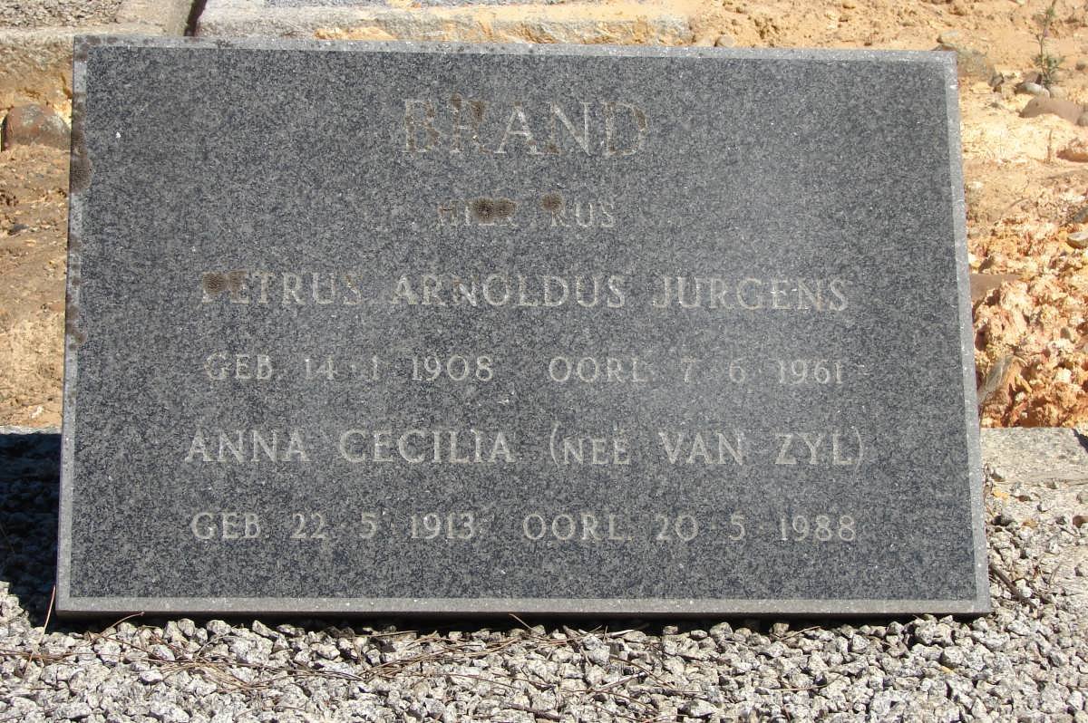 BRAND Petrus Arnoldus Jurgens 1908-1961 &amp; Anna Cecilia VAN ZYL 1913-1988