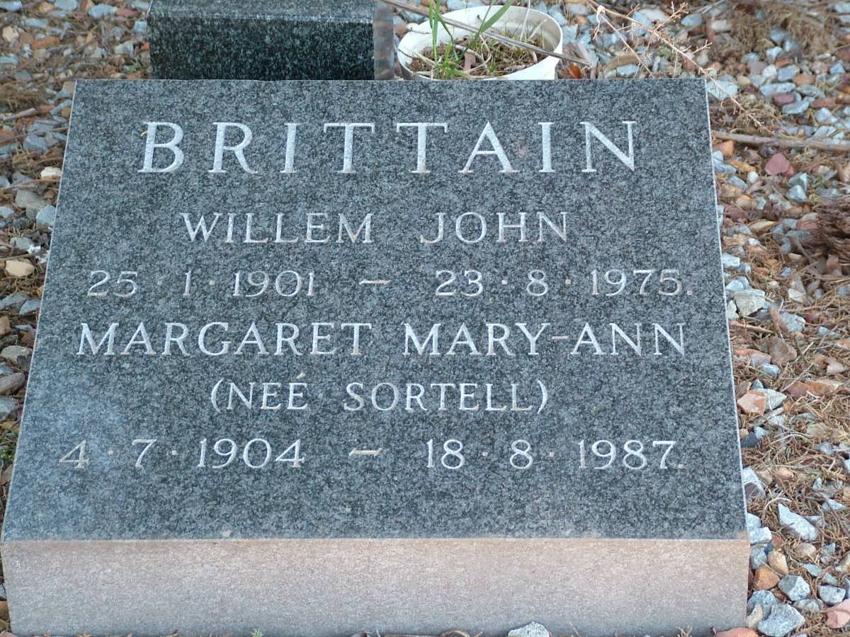BRITTAIN Willem John 1901-1975 &amp; Margaret Mary-Ann SORTELL 1904-1987