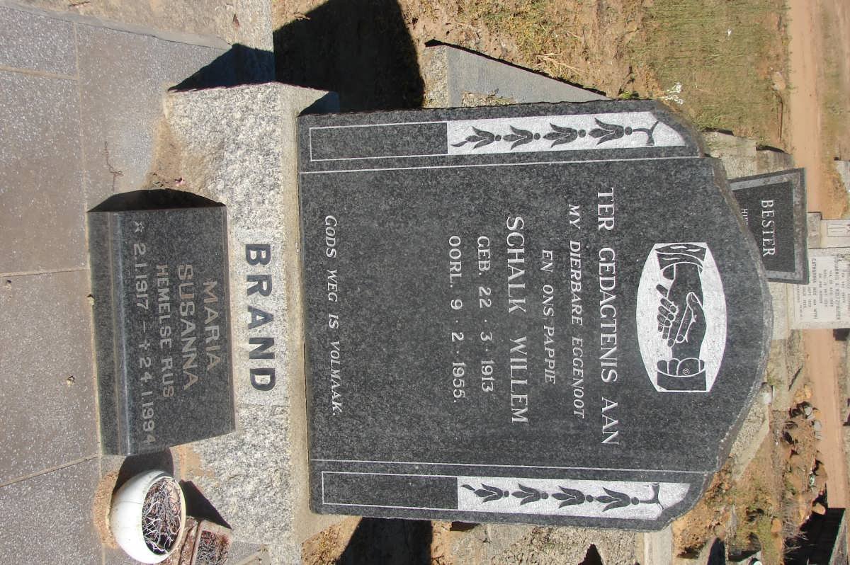 BRAND Schalk Willem 1913-1955 &amp; Maria Susanna 1917-1994