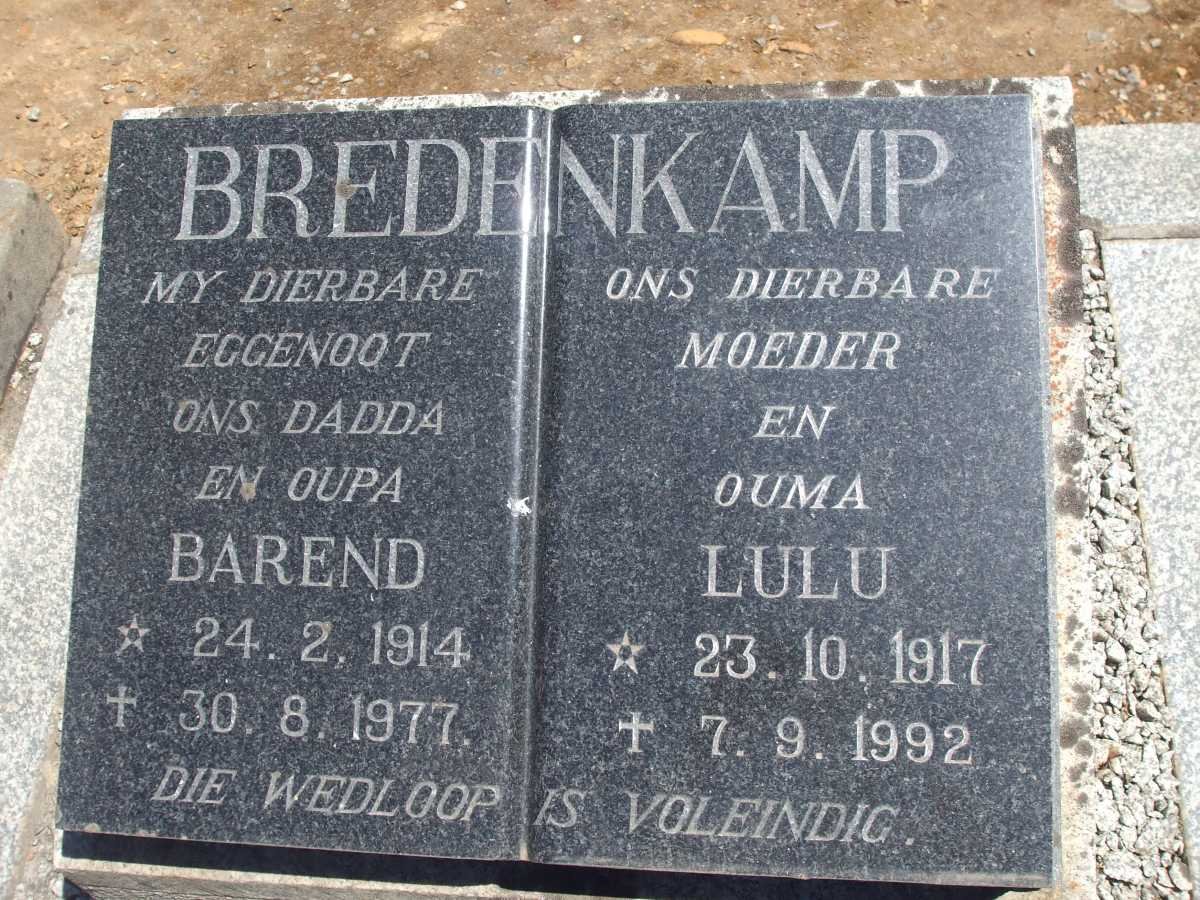 BREDENKAMP Barend 1914-1977 &amp; Lulu 1917-1992
