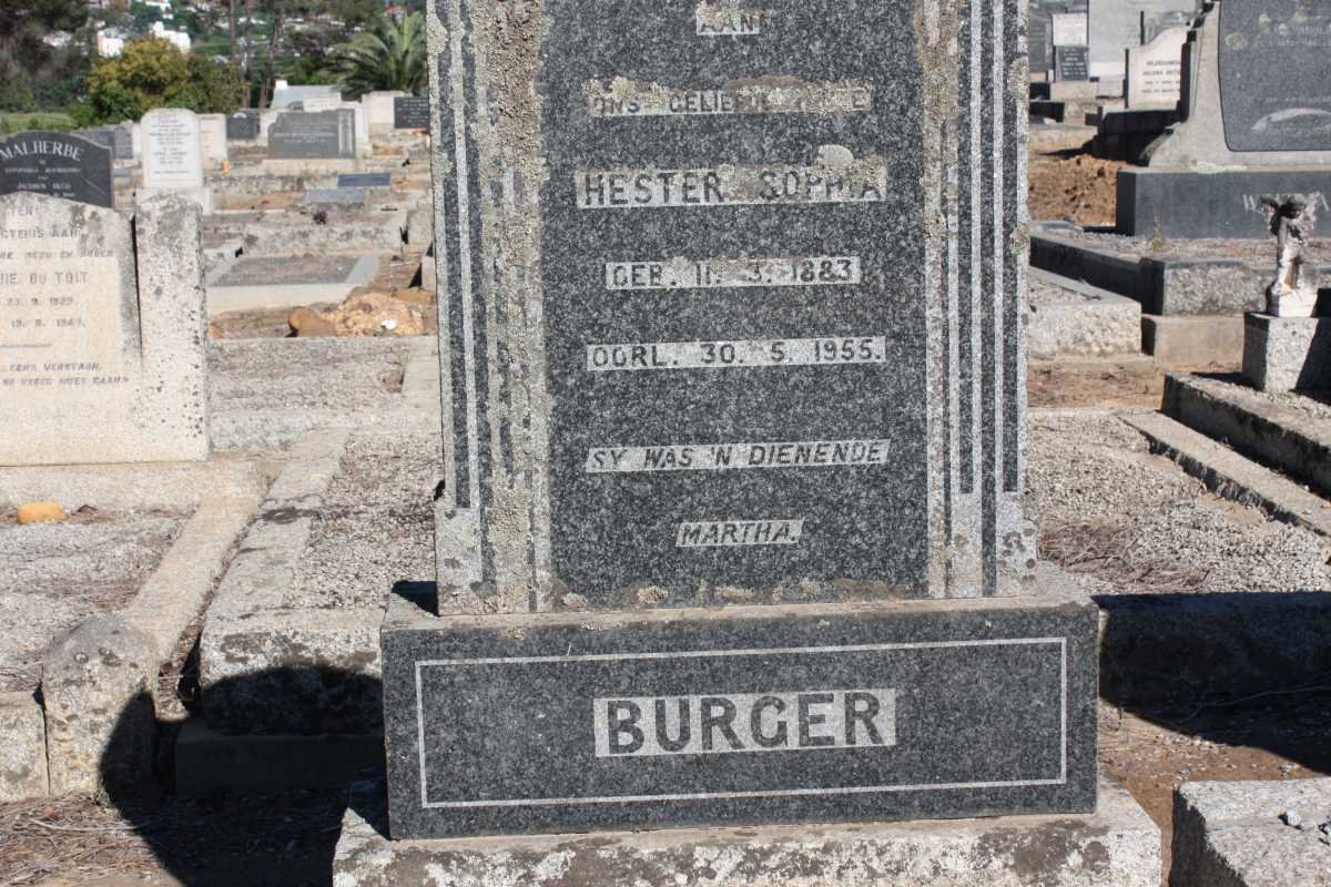 BURGER Hester Sophia 1883-1955
