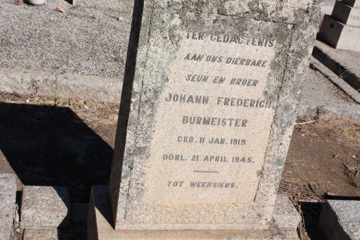 BURMEISTER Johan Frederich 1919-1945