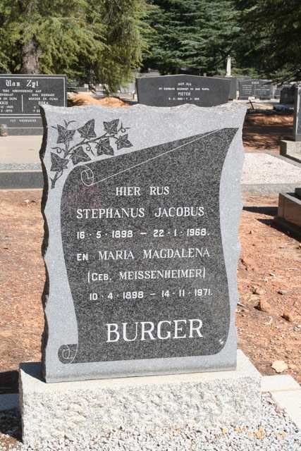 BURGER Stephanus Jacobus 1898-1968 &amp; Maria Magdalena MEISSENHEIMER 1898-1971
