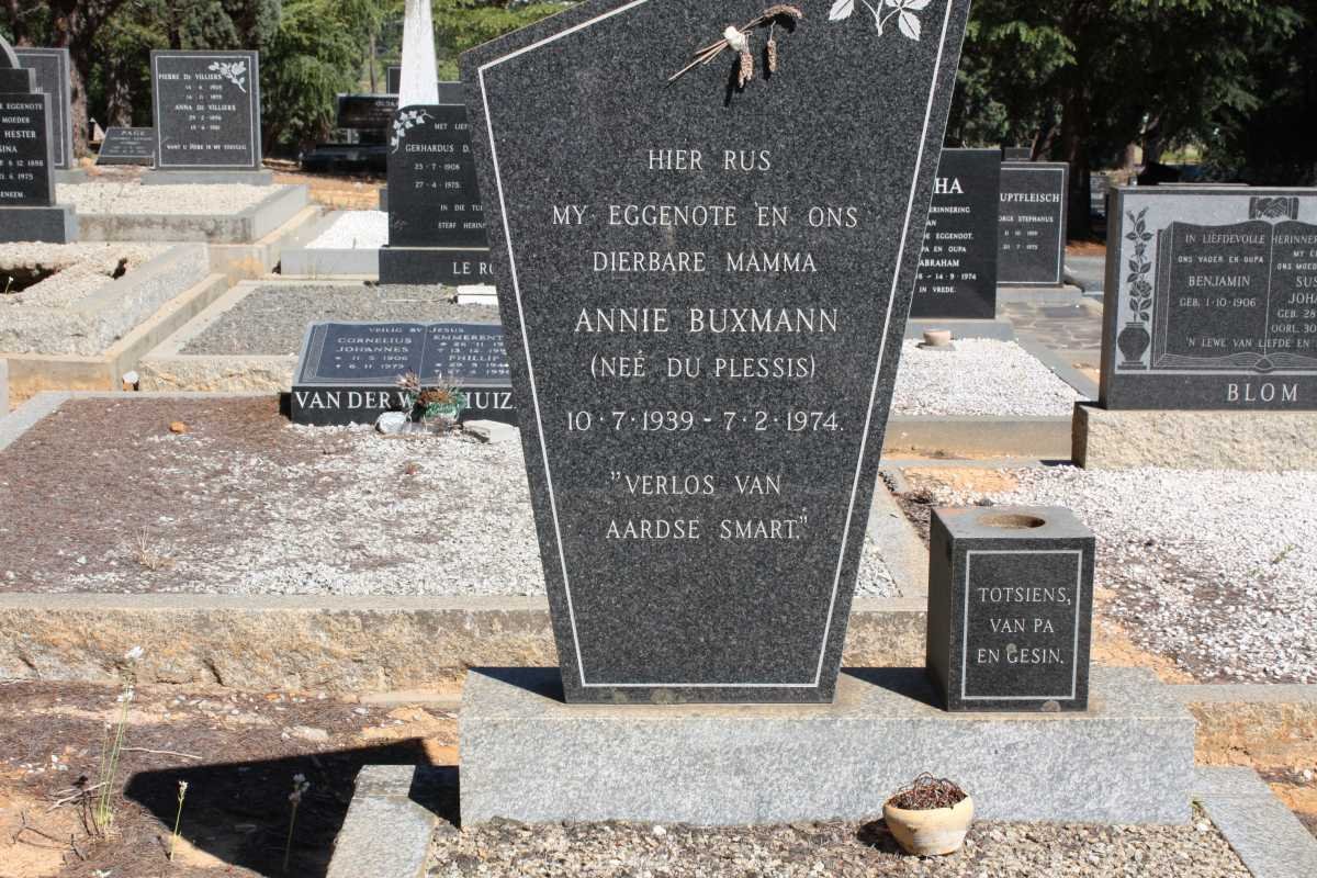 BUXMANN Annie nee DU PLESSIS 1939-1974