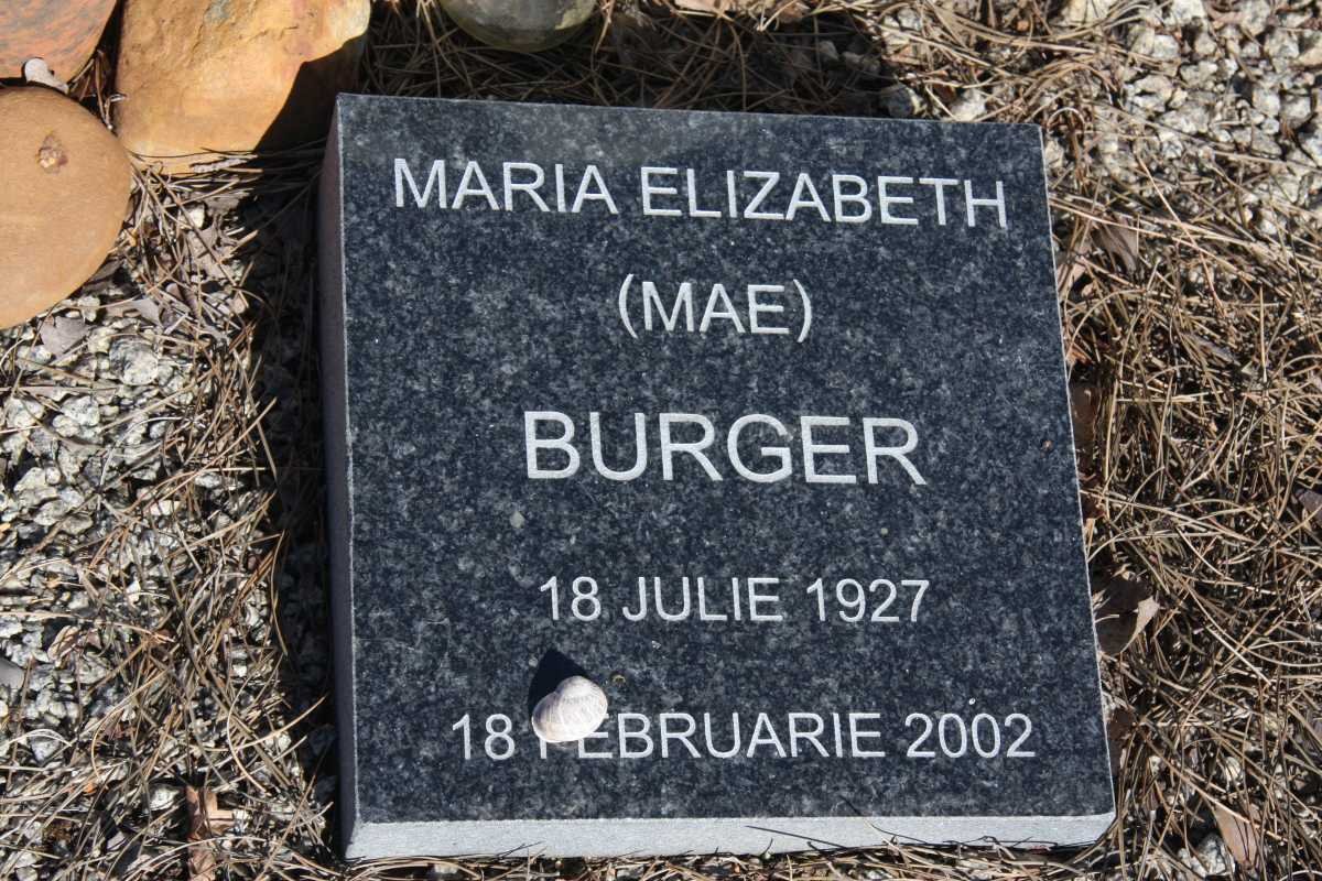 BURGER Maria Elizabeth 1927-2002