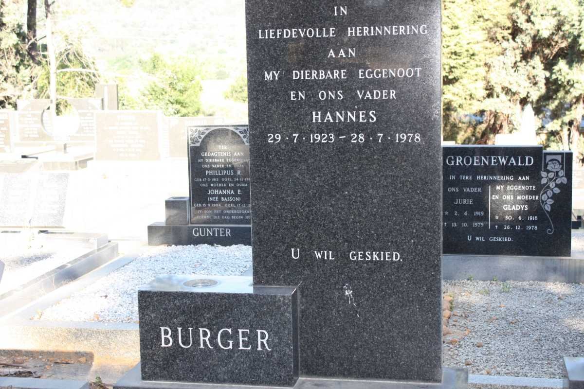 BURGER Hannes 1923-1978