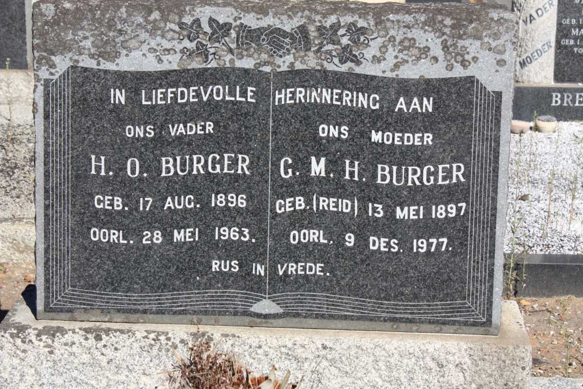 BURGER H.O. 1896-1963 &amp; C.M.H. REID 1897-1977