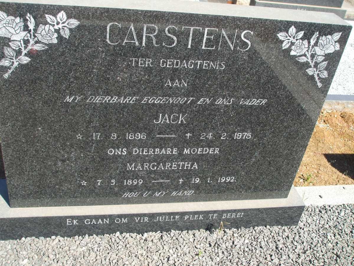CARSTENS Jack 1896-1975 &amp; Margaretha 1899-1992