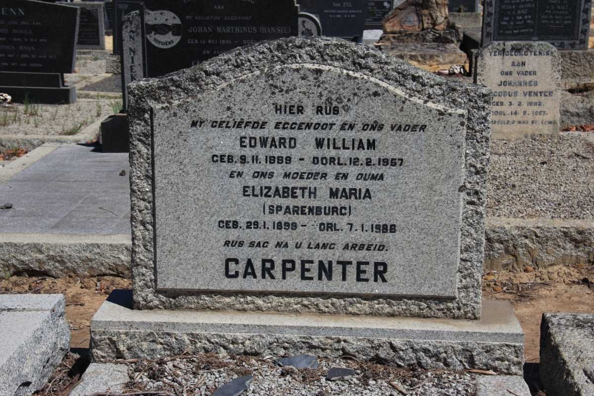 CARPENTER Edward William 1889-1957 &amp; Elizabeth Maria SPARENBURG 1899-1988