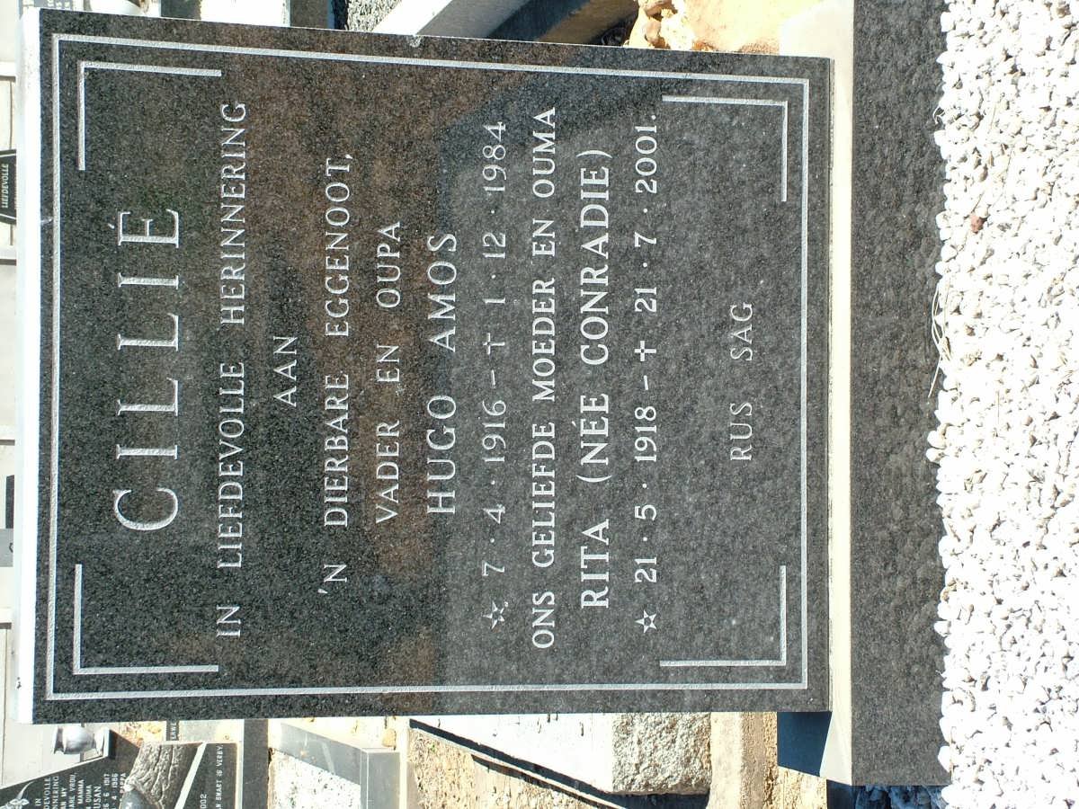 CILLIÉ Hugo Amos 1916-1984 &amp; Rita CONRADIE 1918-2001