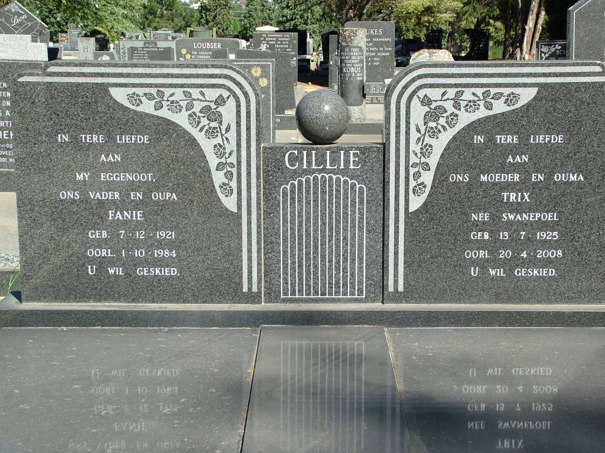 CILLIE Fanie 1921-1984 &amp; Trix SWANEPOEL 1925-2008