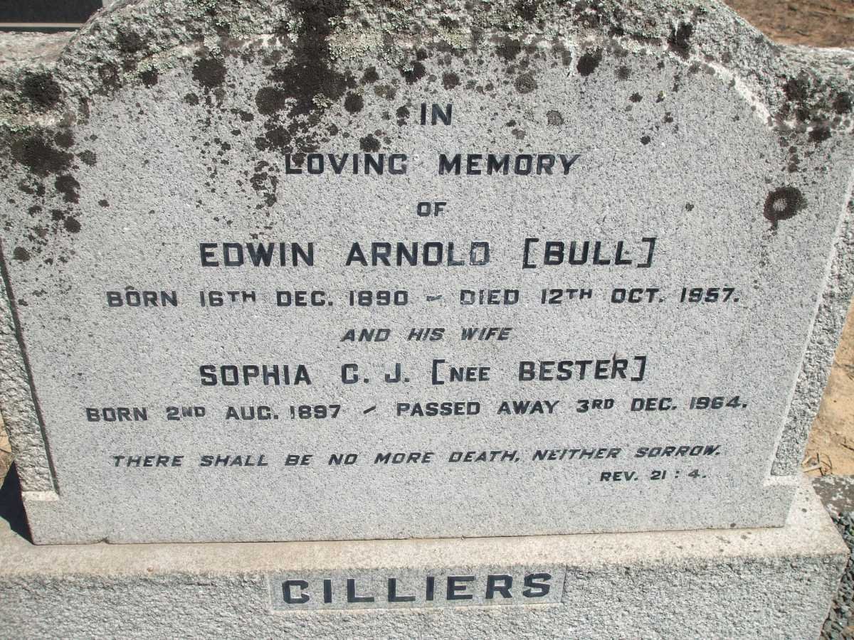 CILLIERS Edwin Arnold 1890-1957 &amp; Sophia C.J. BESTER 1897-1964