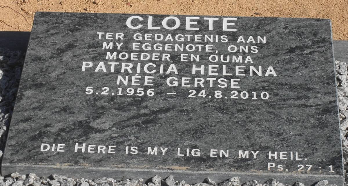 CLOETE Patricia Helena nee GERTSE 1956-2010