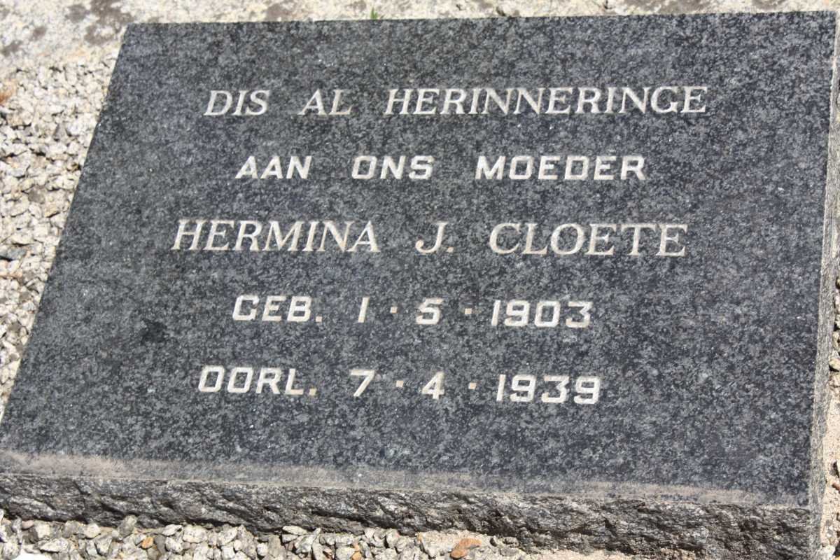 CLOETE Hermina J. 1903-1939