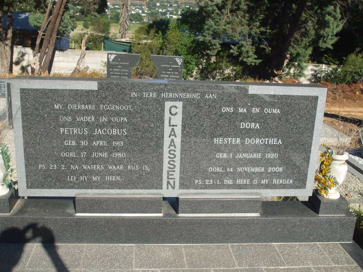 CLAASSEN Petrus Jacobus 1913-1980 &amp; Dora Hester Dorothea 1920-2008