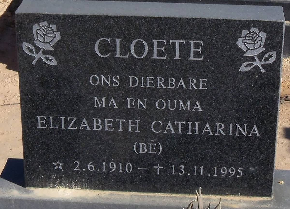 CLOETE Elizabeth Catharina 1910-1995