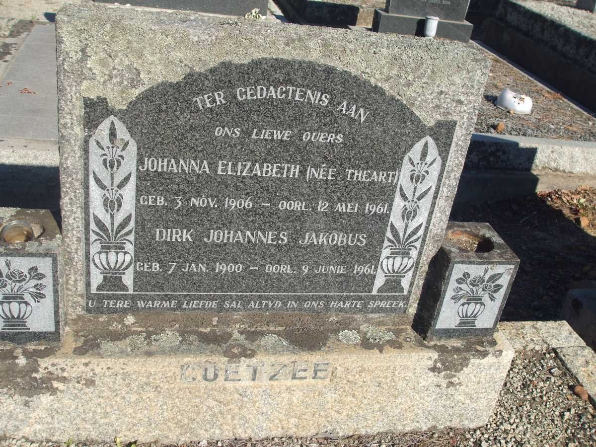 COETZEE Dirk Johannes Jacobus 1900-1961 &amp; Johanna Elizabeth THEART 1906-1961