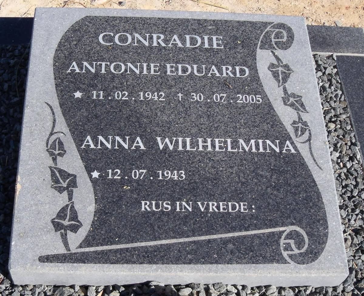 CONRADIE Antonie Eduard 1942-2005 &amp; Anna Wilhelmina 1943-