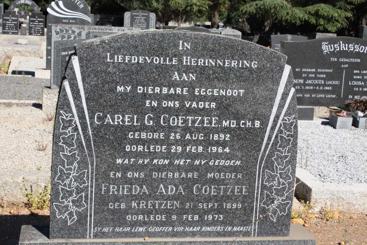 COETZEE Carel G. 1892-1964 &amp; Frieda Ada KRETZEN 1899-1973