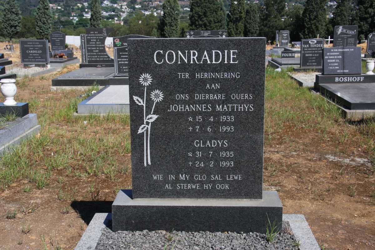 CONRADIE Johannes Matthys 1933-1993 &amp; Gladys 1935-1993