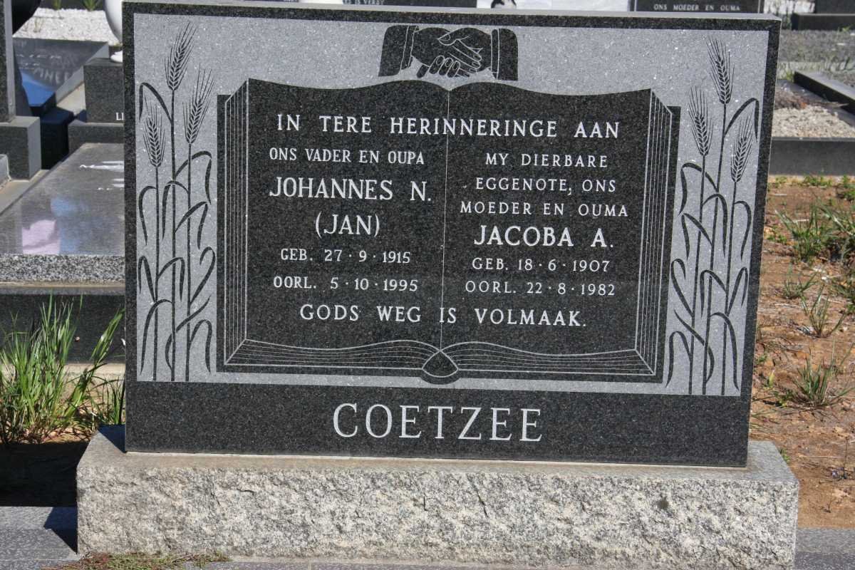 COETZEE Johannes N. 1915-1995 &amp; Jacoba A. 1907-1982
