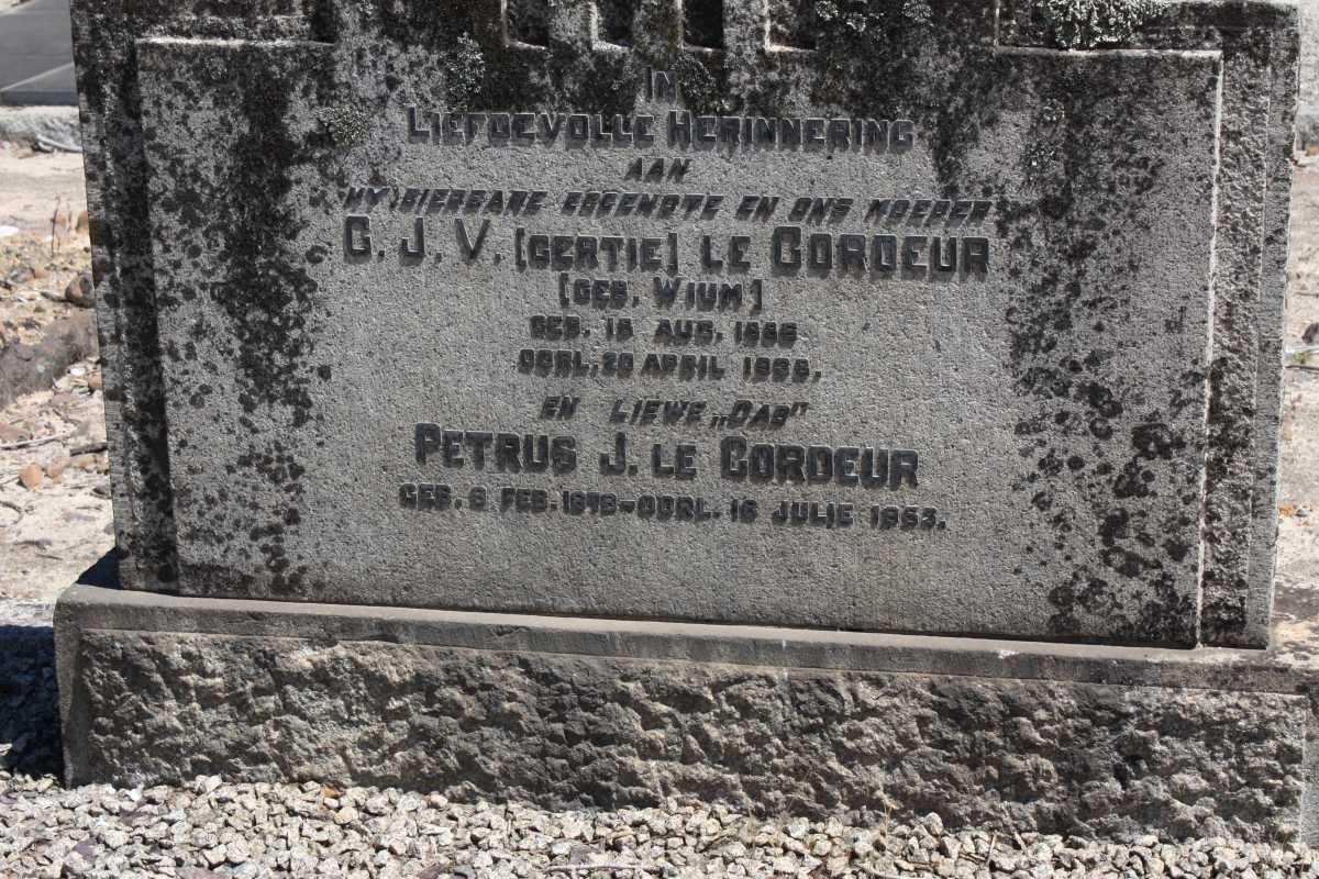 CORDEUR Petrus J., le 1878-1953 &amp;  G.J.V. WIUM 1886-1936