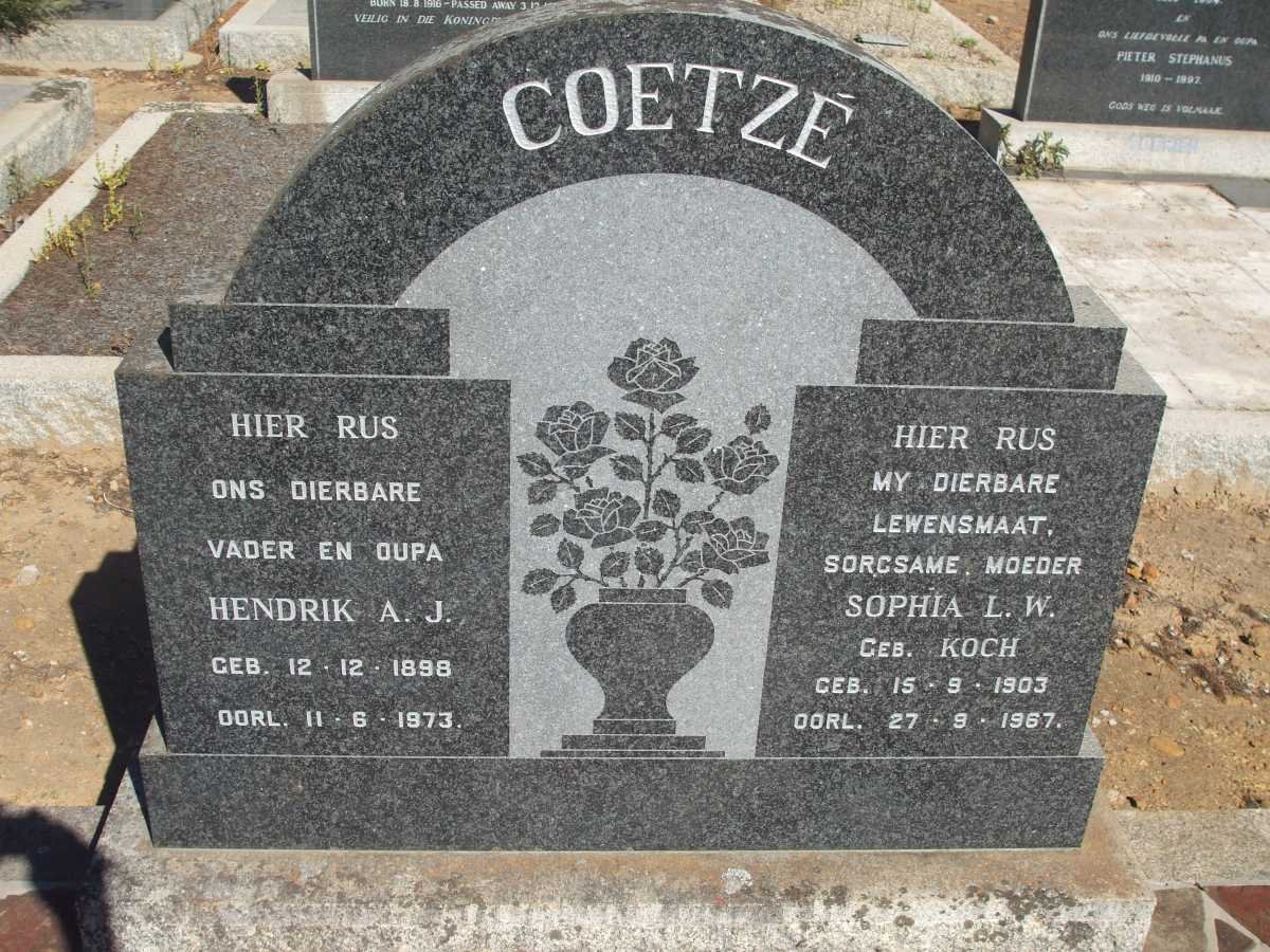 COETZE Hendrik A.J. 1898-1973 &amp; Sophia L.W. KOCH 1903-1967