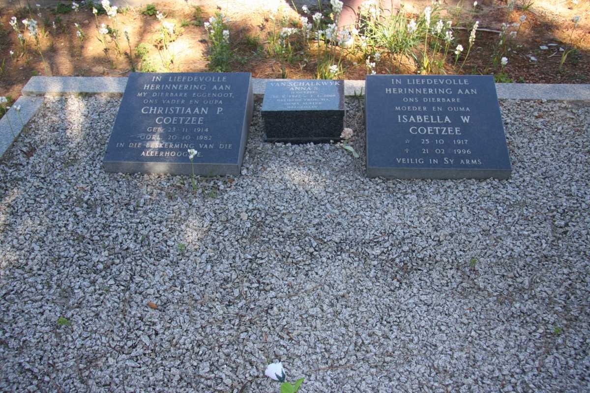 COETZEE Christiaan P. 1914-1982 &amp; Isabella W. 1917-1996 :: VAN SCHALKWYK Anna S. nee COETZEE 1942-2008