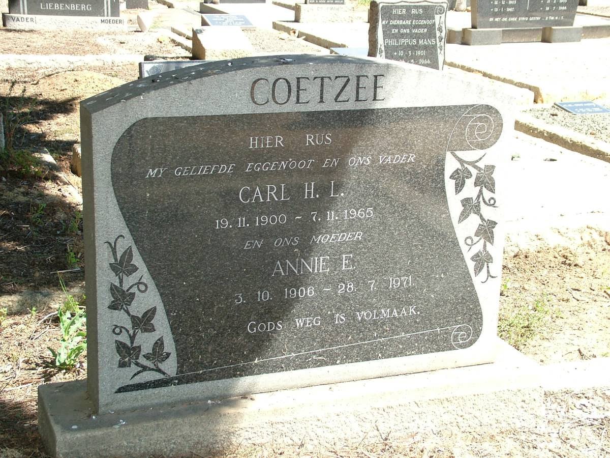 COETZEE Carl H.L. 1900-1965 &amp; Annie E. 1906-1971