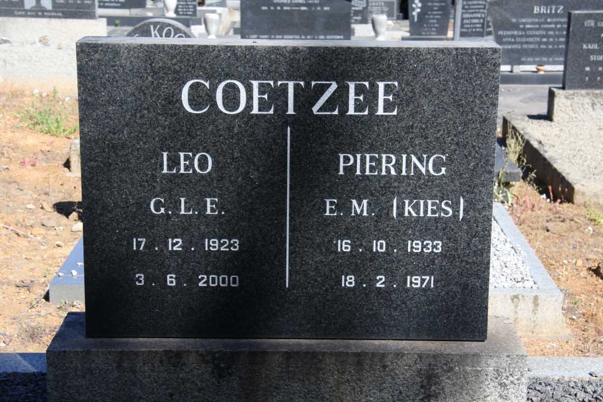 COETZEE G.L.E. 1923-2000 &amp; E.M. KIES 1933-1971