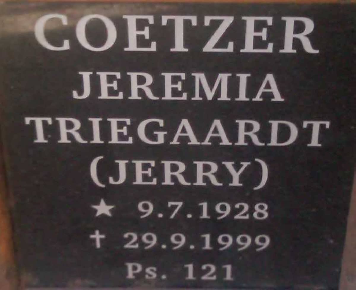 COETZER Jeremia Triegaardt 1928-1999
