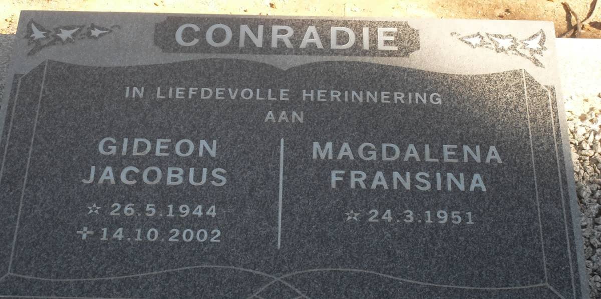 CONRADIE Gideon Jacobus 1944-2002 &amp; Magdalena Fransina 1951-