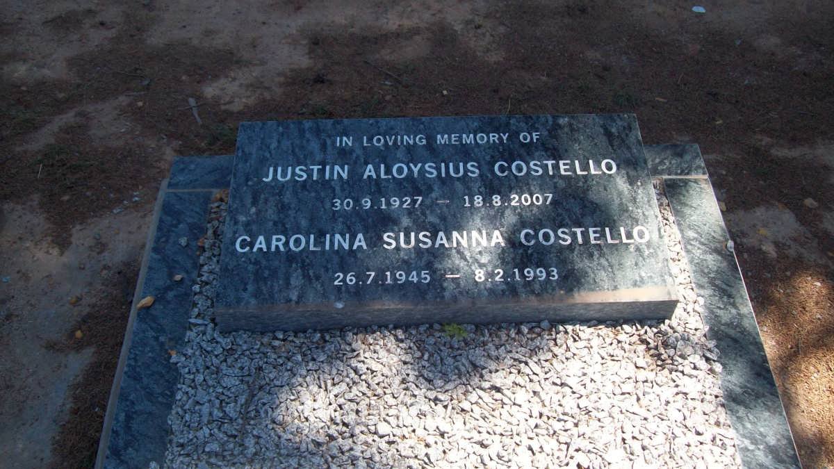COSTELLO Justin Aloysius 1927-2007 &amp; Carolina Susanna 1945-1993