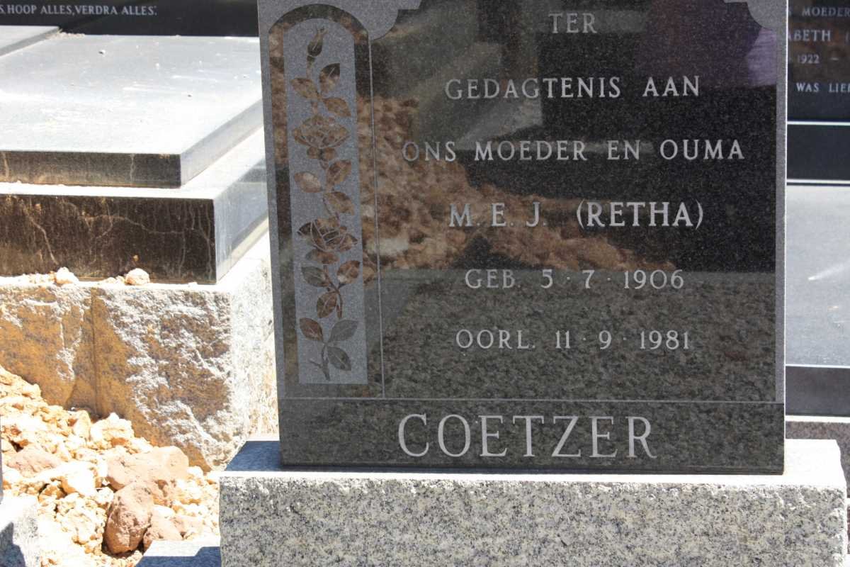 COETZER M.E.J. 1906-1981