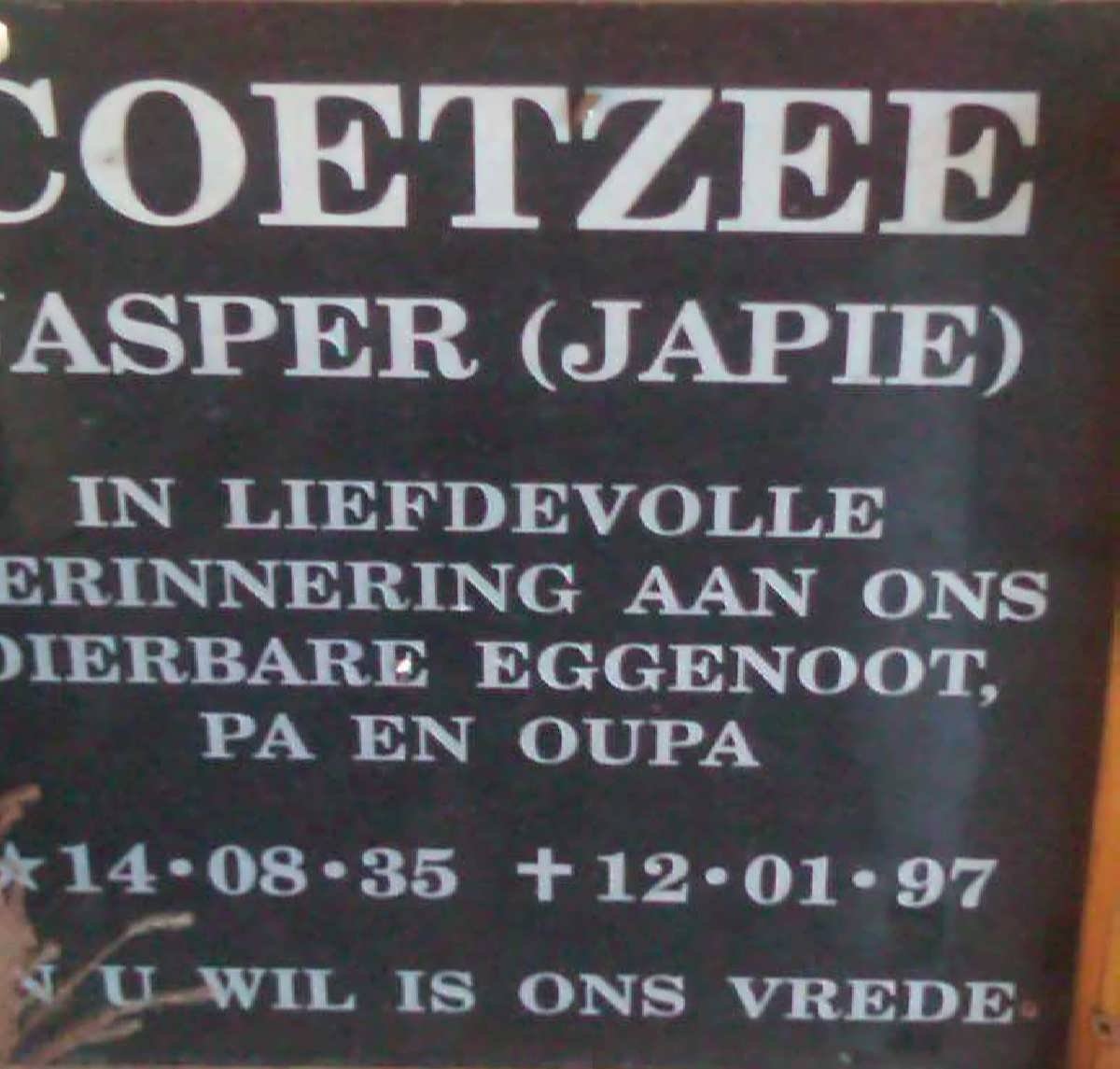 COETZEE Jasper 1935-1997