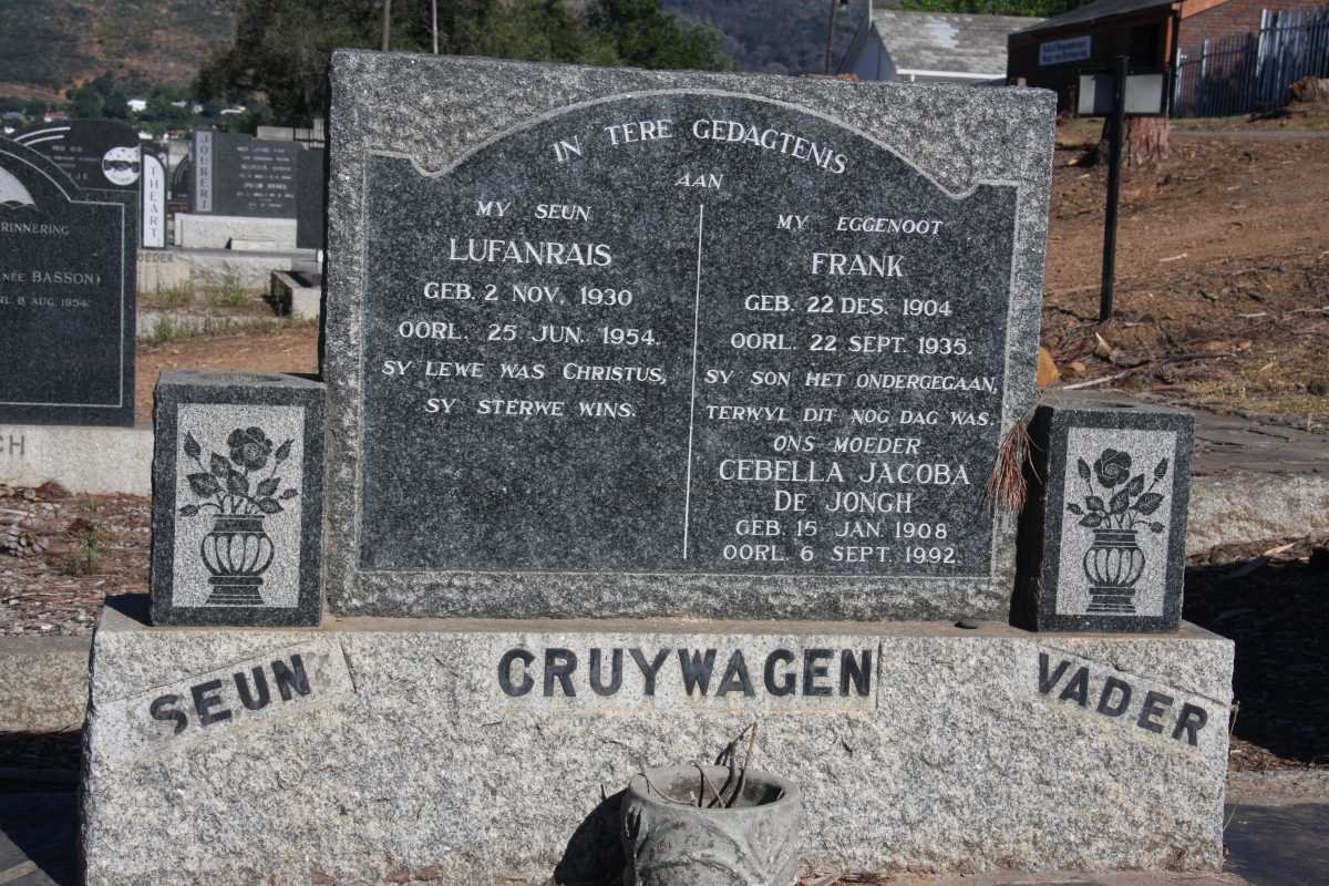 CRUYWAGEN Frank 1904-1935 &amp; Cebella Jacoba DE JONGH 1908-1992 :: CRUYWAGEN Lufanrais 1930-1954