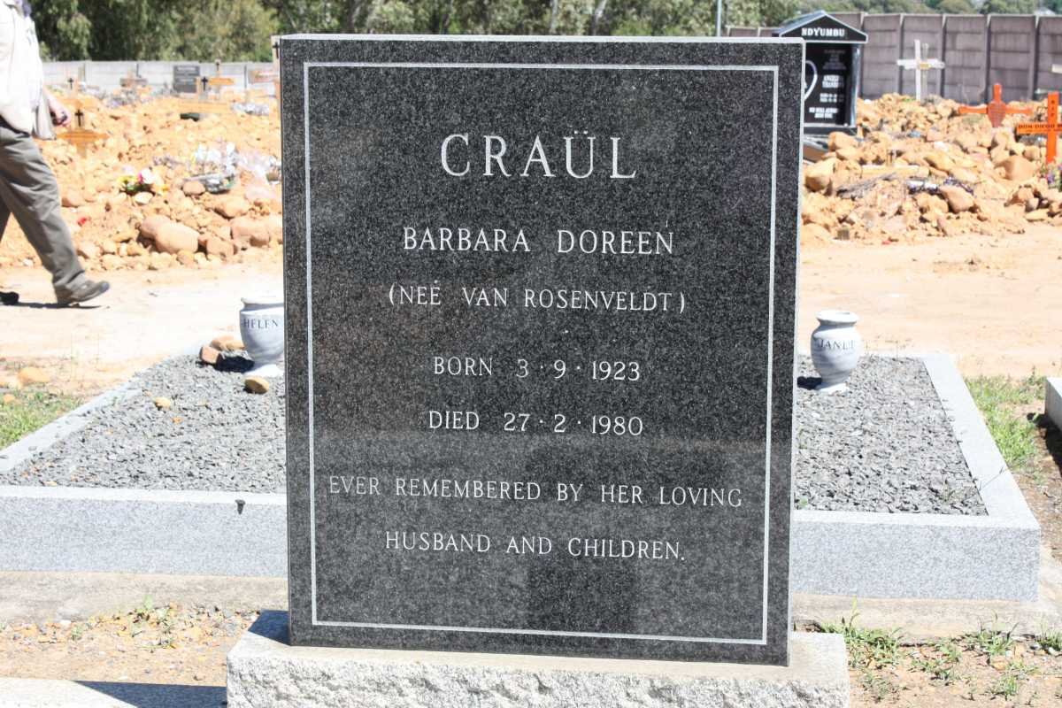 CRAUL Barbara Doreen nee VAN ROSENVELDT 1923-1980