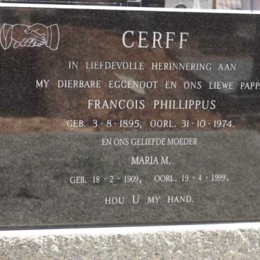 CERFF Francois Phillippus 1895-1974 &amp; Maria M. 1909-1999