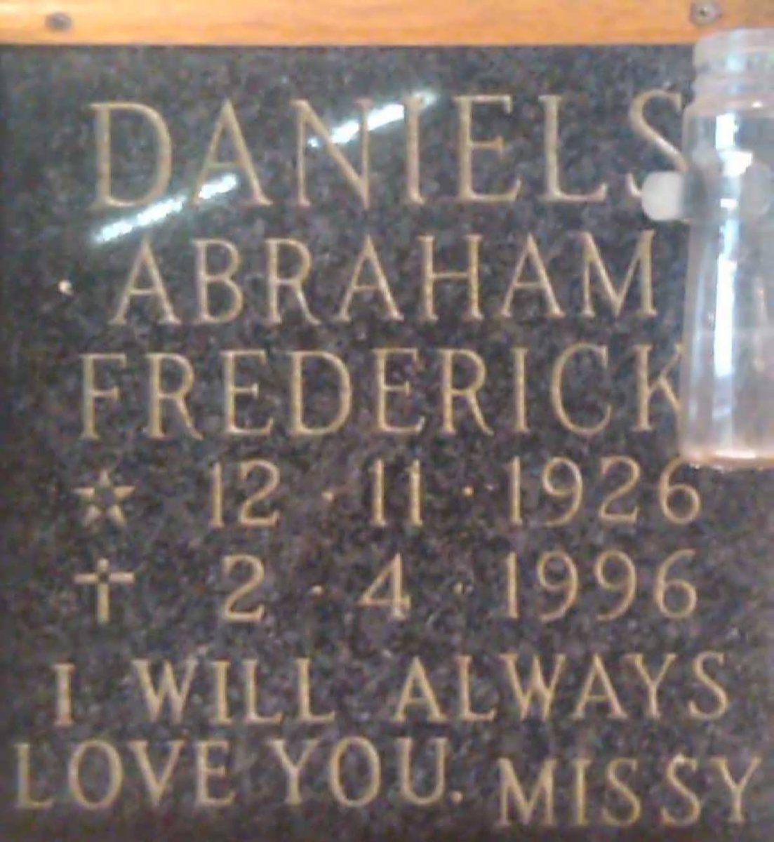 DANIELS Abraham Frederick 1926-1996
