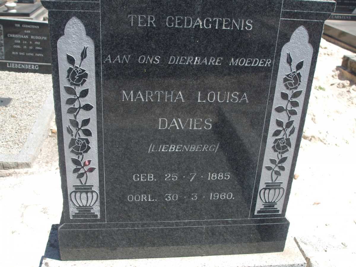 DAVIES Martha Louisa nee LIEBENBERG 1885-1960