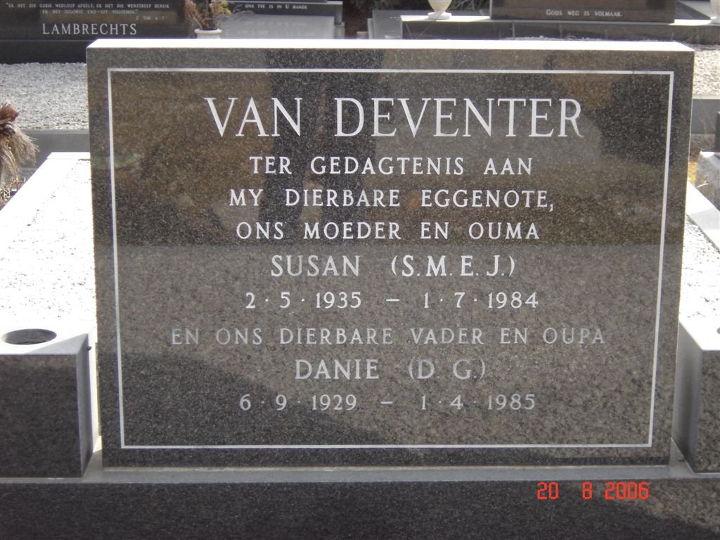 DEVENTER D.G., van 1929-1985 &amp; S.M.E.J. 1935-1984