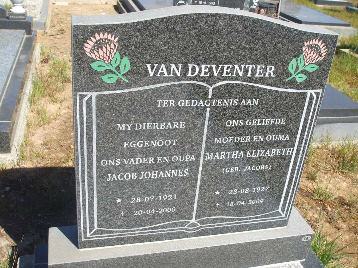 DEVENTER Jacob Johannes, van 1921-2006 &amp; Martha Elizabeth JACOBS 1927-2009 