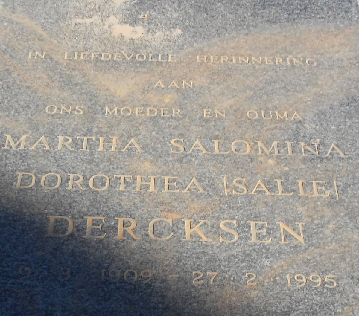 DERCKSEN Martha Salomina Dorothea 1909-1995