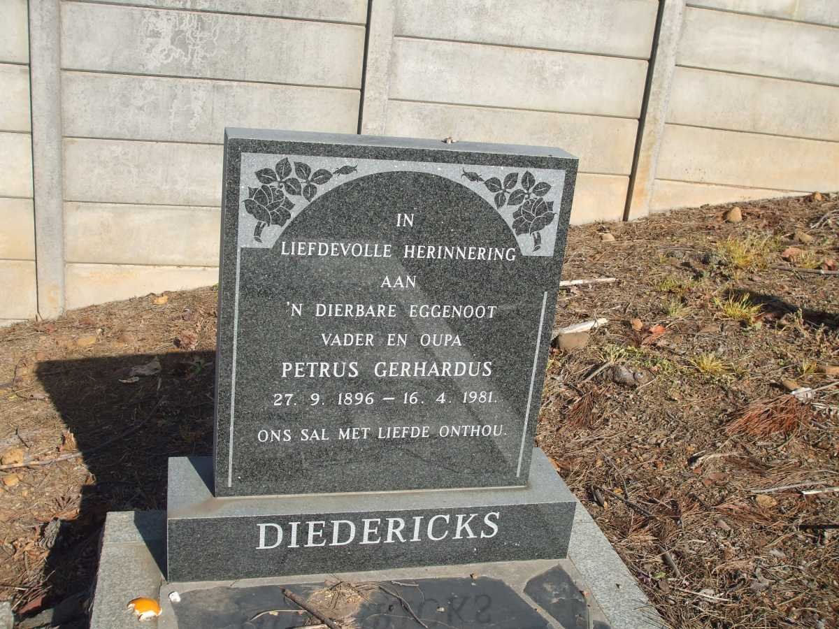 DIEDERICKS Petrus Gerhardus 1896-1981